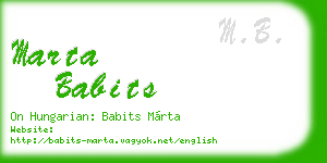 marta babits business card